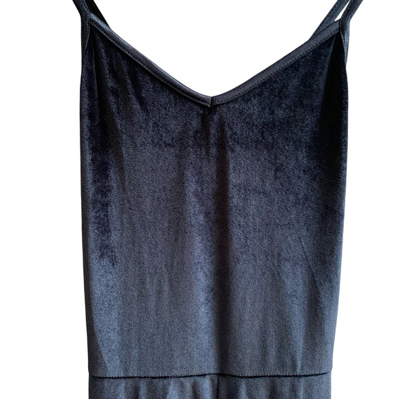 ASOS Collusion UK Black Velvet Jumpsuit Spaghetti Strap V Neck Cross Back Witchy - Picture 3 of 16